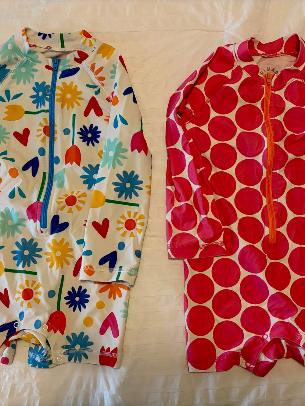 Primary Floral & Pink Dot Rash Guard Swim Set